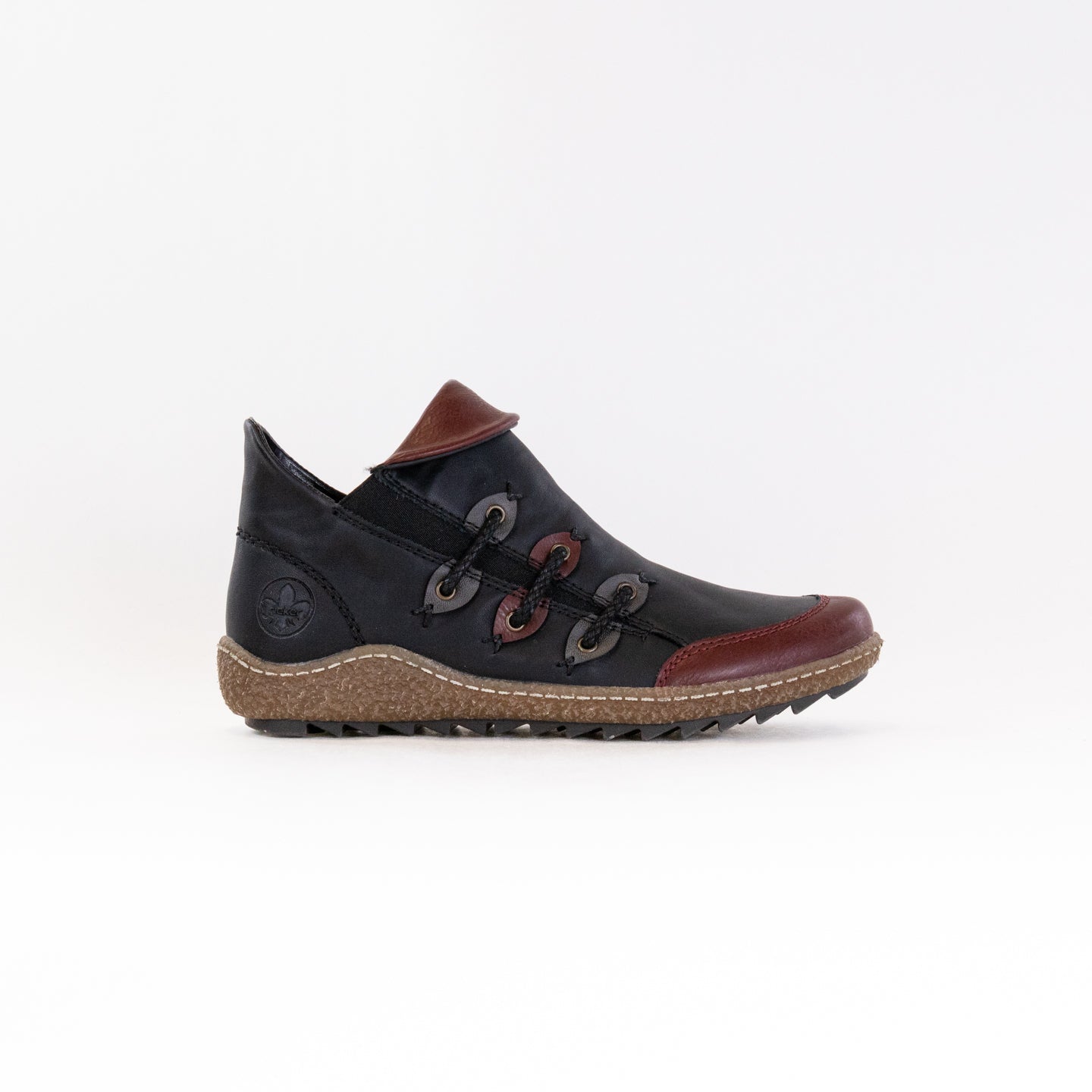 Women's Rieker Liv Z7582 Black Combination Side-Zip Fashionable Walking Shoes