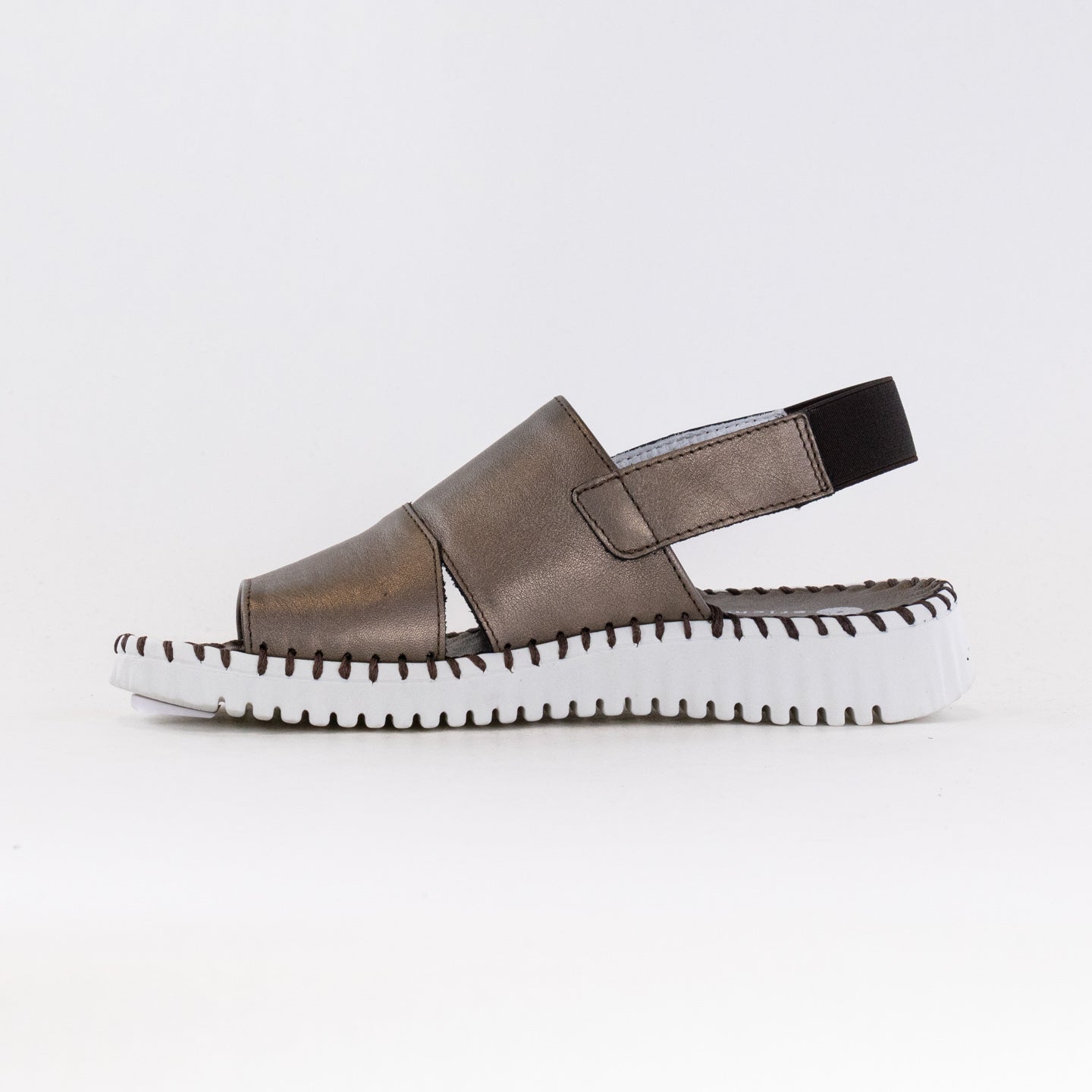 Eric Michael Women's Pewter Leather Sola Sandals for Daily Commute