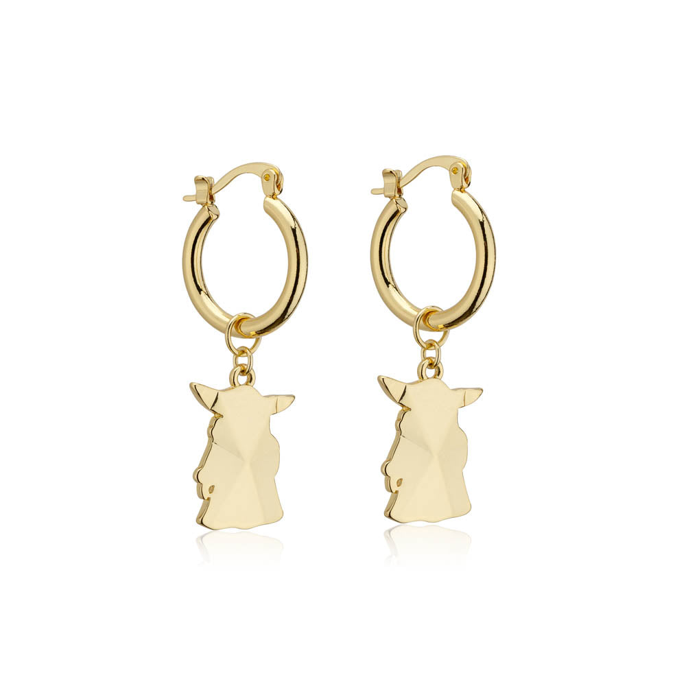 Disney-themed Grogu Character-inspired Gold-plated Hoop Earrings for Jewelry Lovers