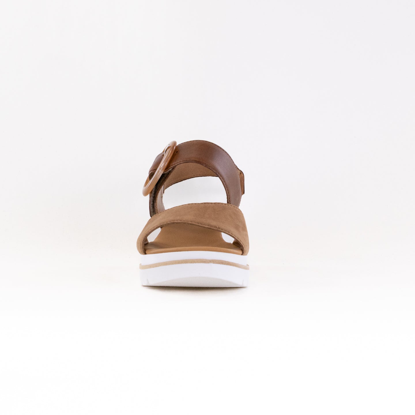 Gabor Women's Fashionable Leather Sandals 64.645 in Walnut and Camel Colors