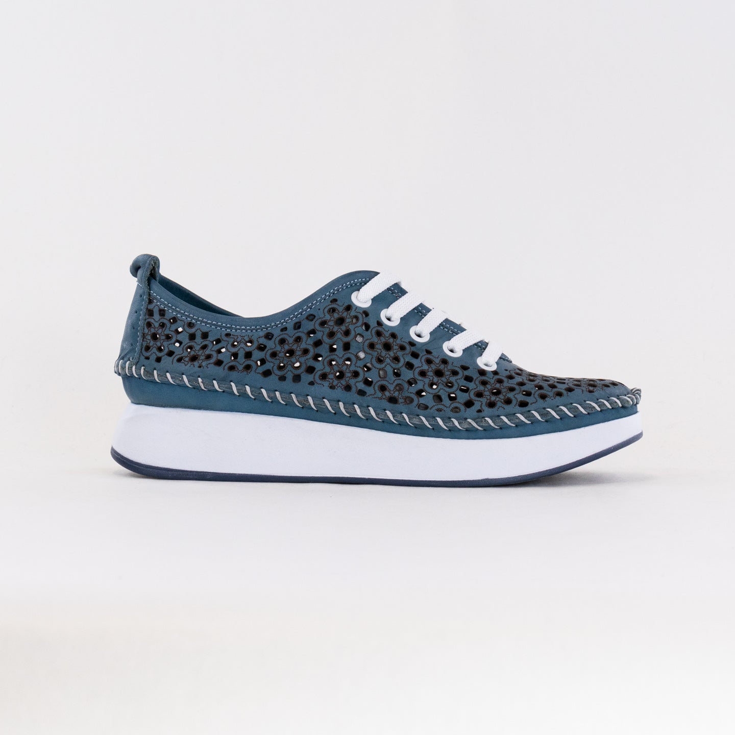 Spring Step Women's Youlanda Perforated Wedge Sneakers - Blue