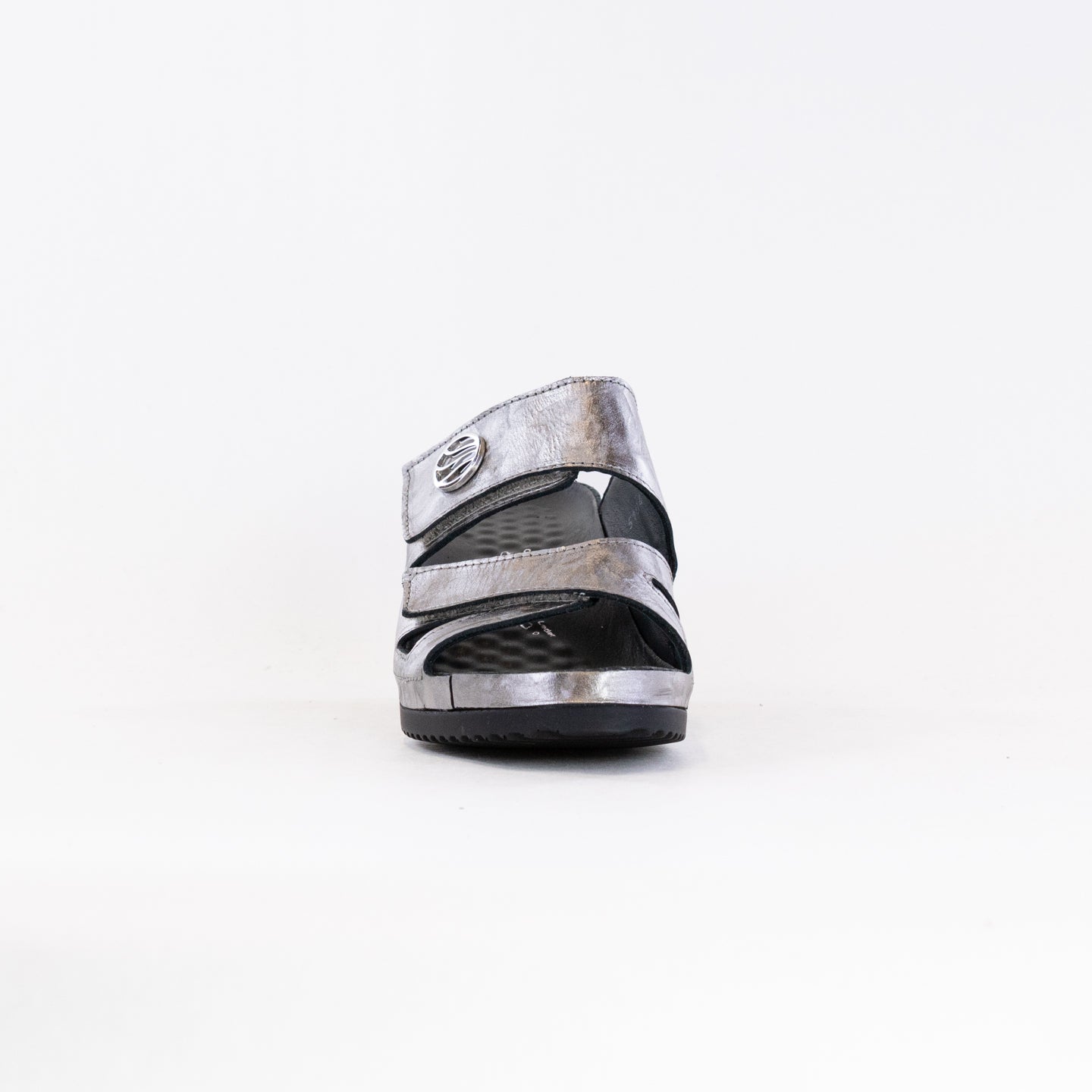 Women's Platinum Metallic Leather Vital Petra Mule Comfort Sandals