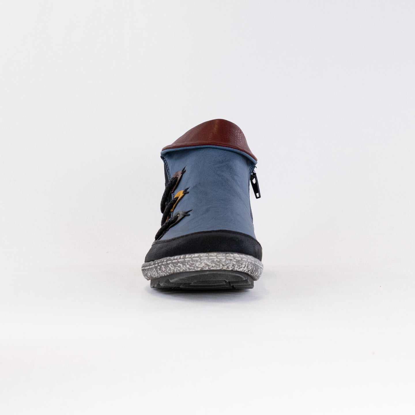 Rieker Liv Z7582 Women's Fashionable Side-Zip Shoes in Blue Combination