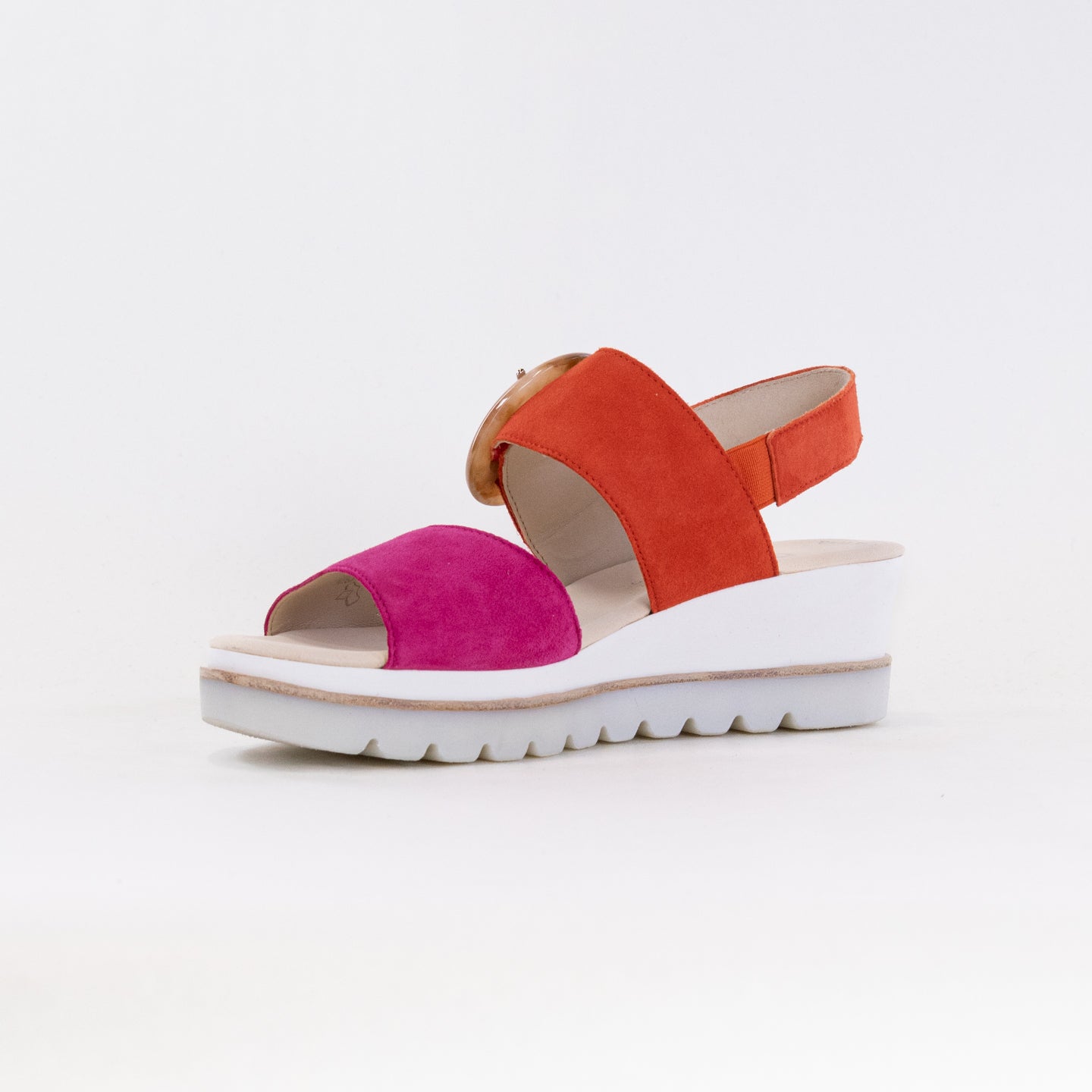 Women's Pink/Pumpkin Gabor 44.645.13 Stylish Adjustable Leather Sandals