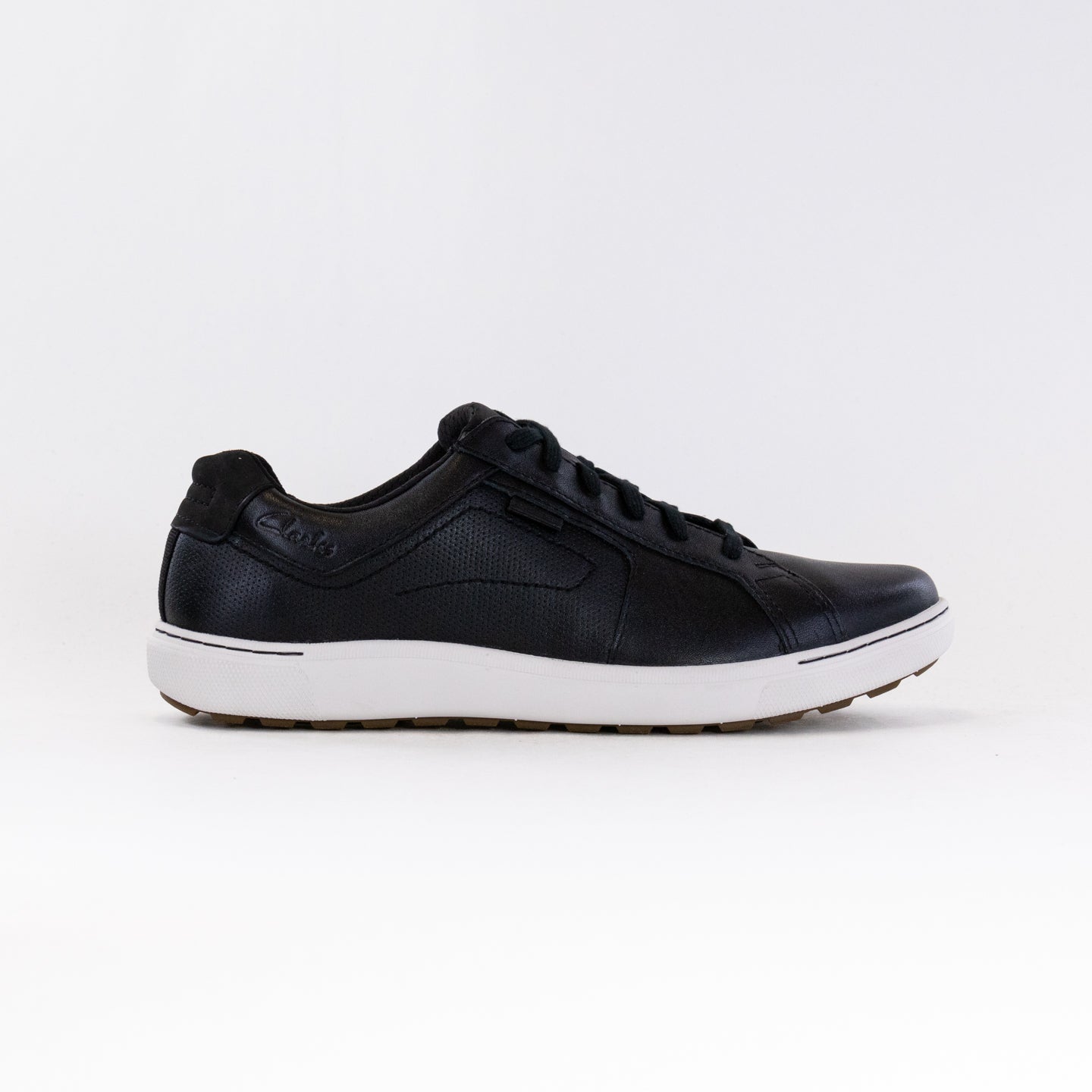 Men's Clarks Mapstone Lace Black Leather Lace - Up Sneakers for All - Day Comfort
