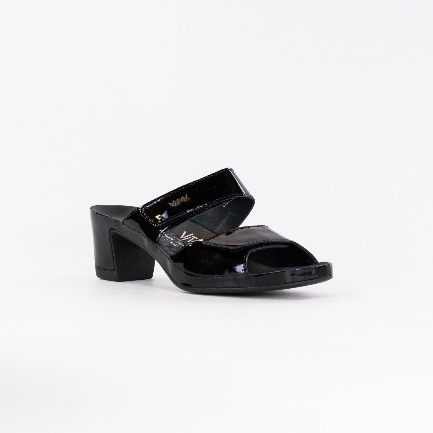 Vital Joy Women's Mule Sandals in Elegant Black Patent Finish
