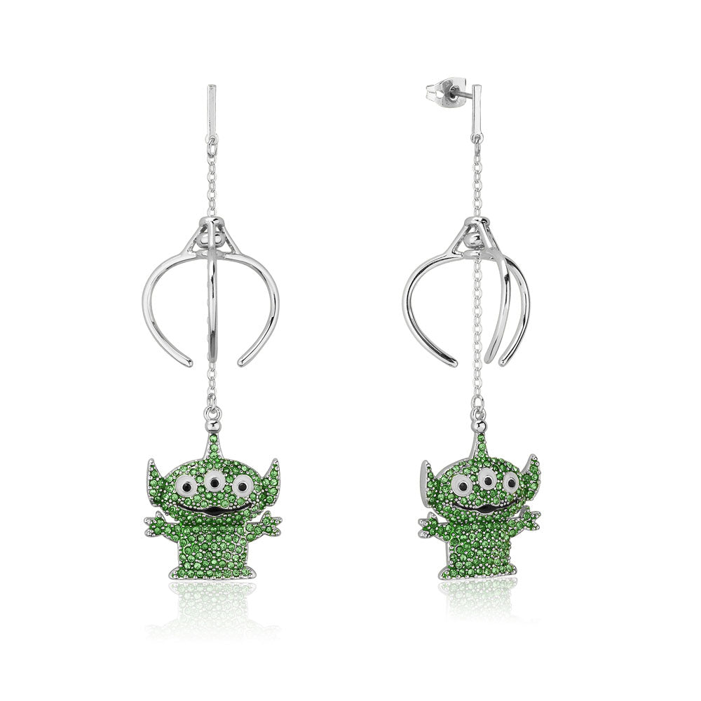 Disney Pixar Toy Story-themed White Gold-plated Alien Crystal Dangle Earrings for Fashion Lovers