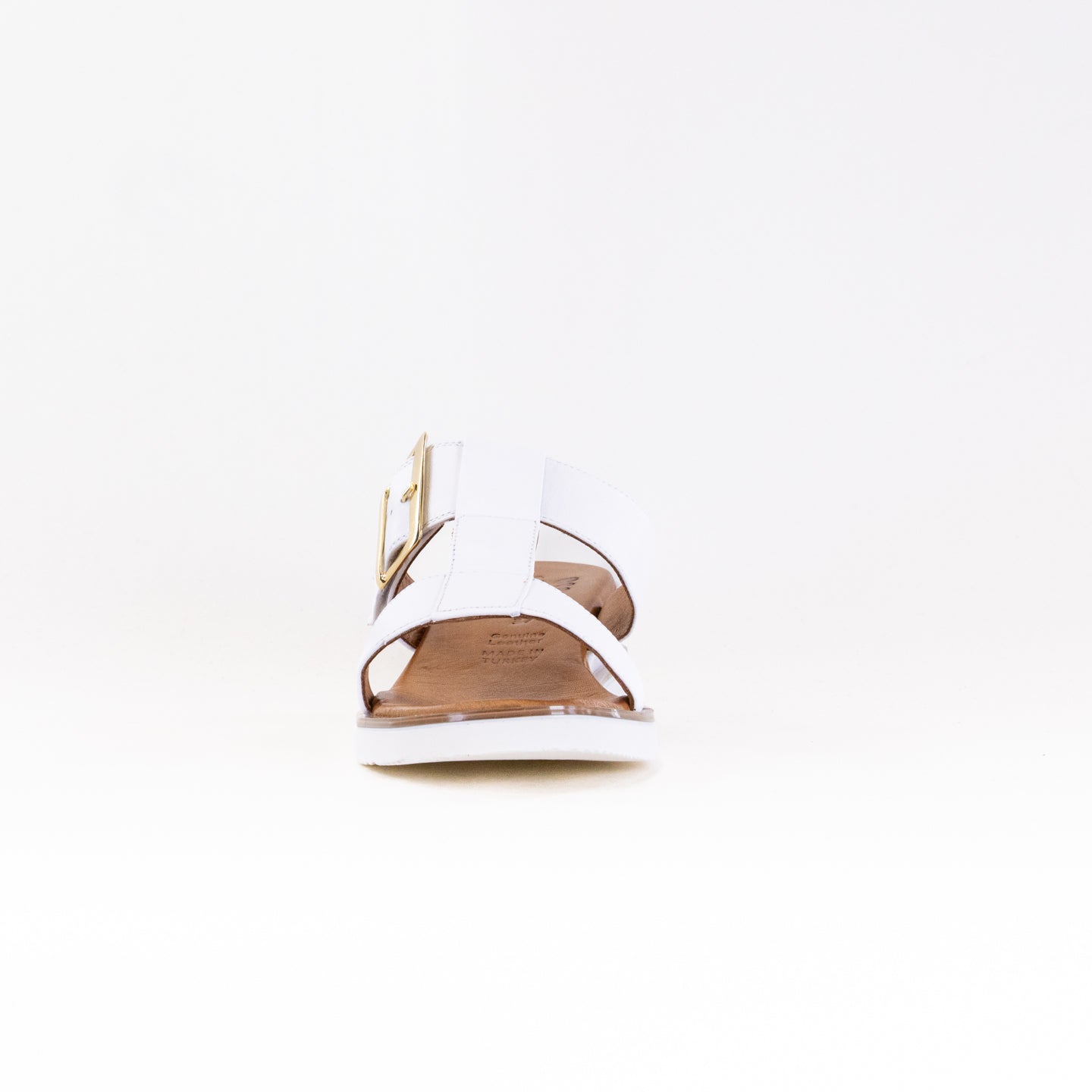 Women's White Spring Step Seaport Wedge Sandals with Decorative Buckle