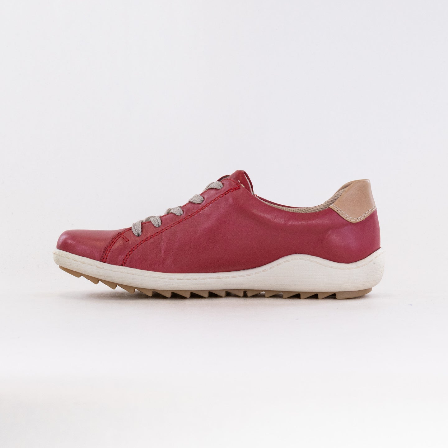 Women's Red Leather Remonte Liv R1417 Stylish Sneakers