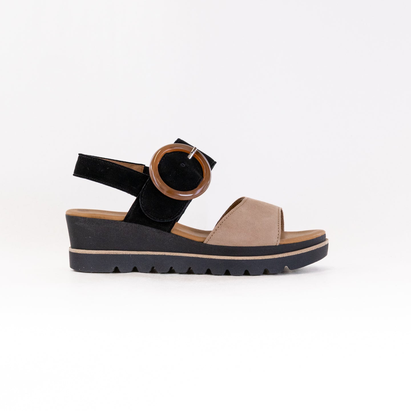 Women's Gabor 64.645 Caramel/Black Stylish Leather Sandals