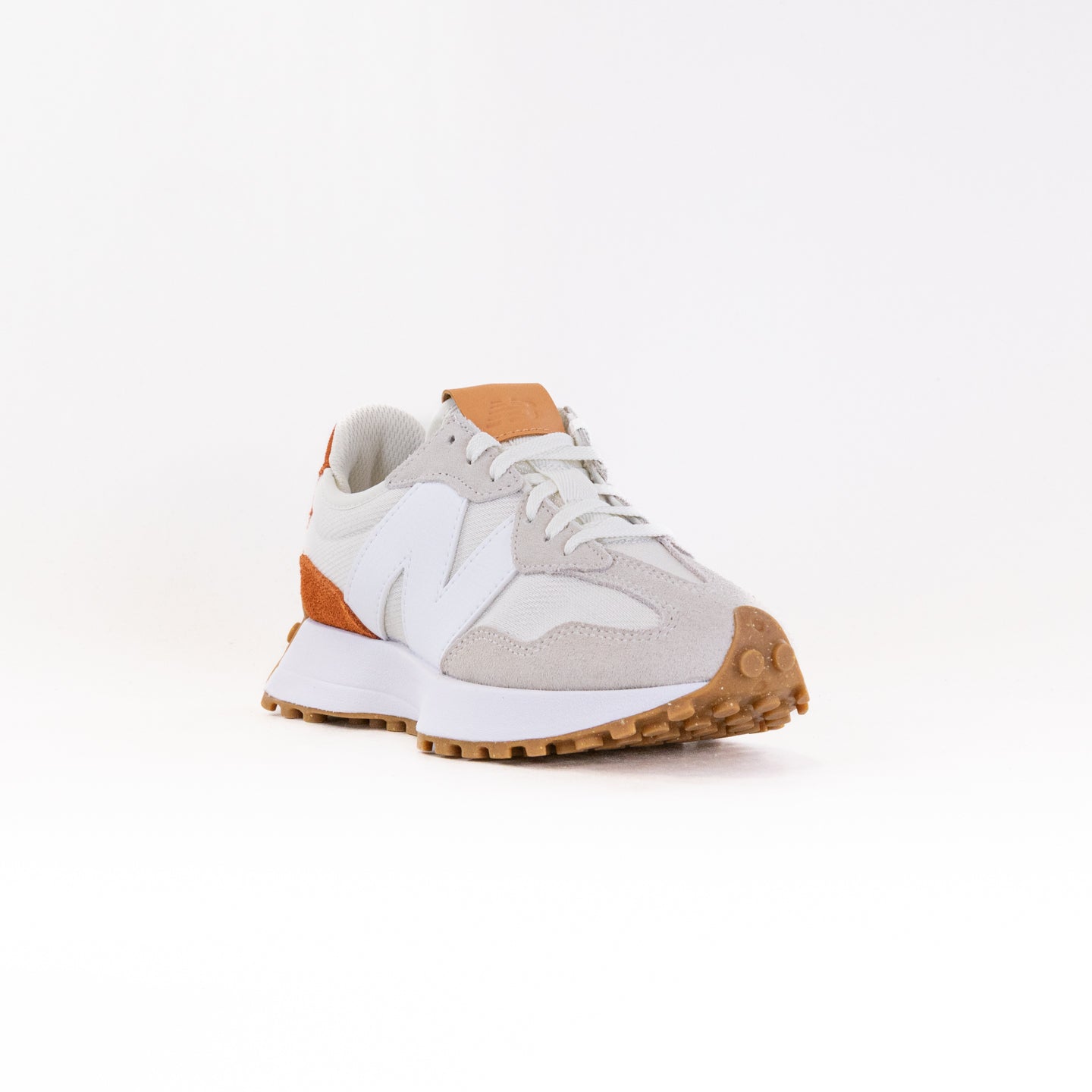 New Balance Women's 327 Running Shoes in Sea Salt and Rust Oxide Color Scheme