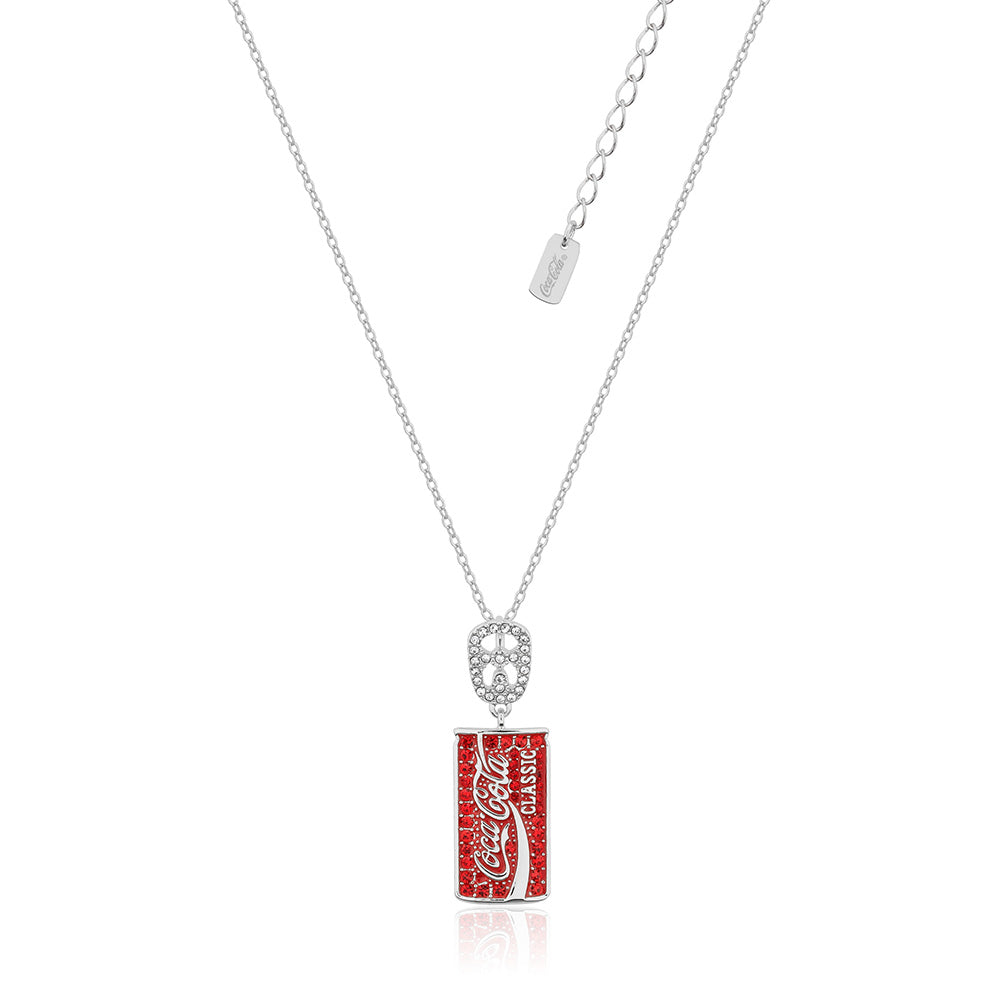 Disney Coca Cola Can Crystal Pendant on 45+7cm White Gold Plated Stainless Steel Chain