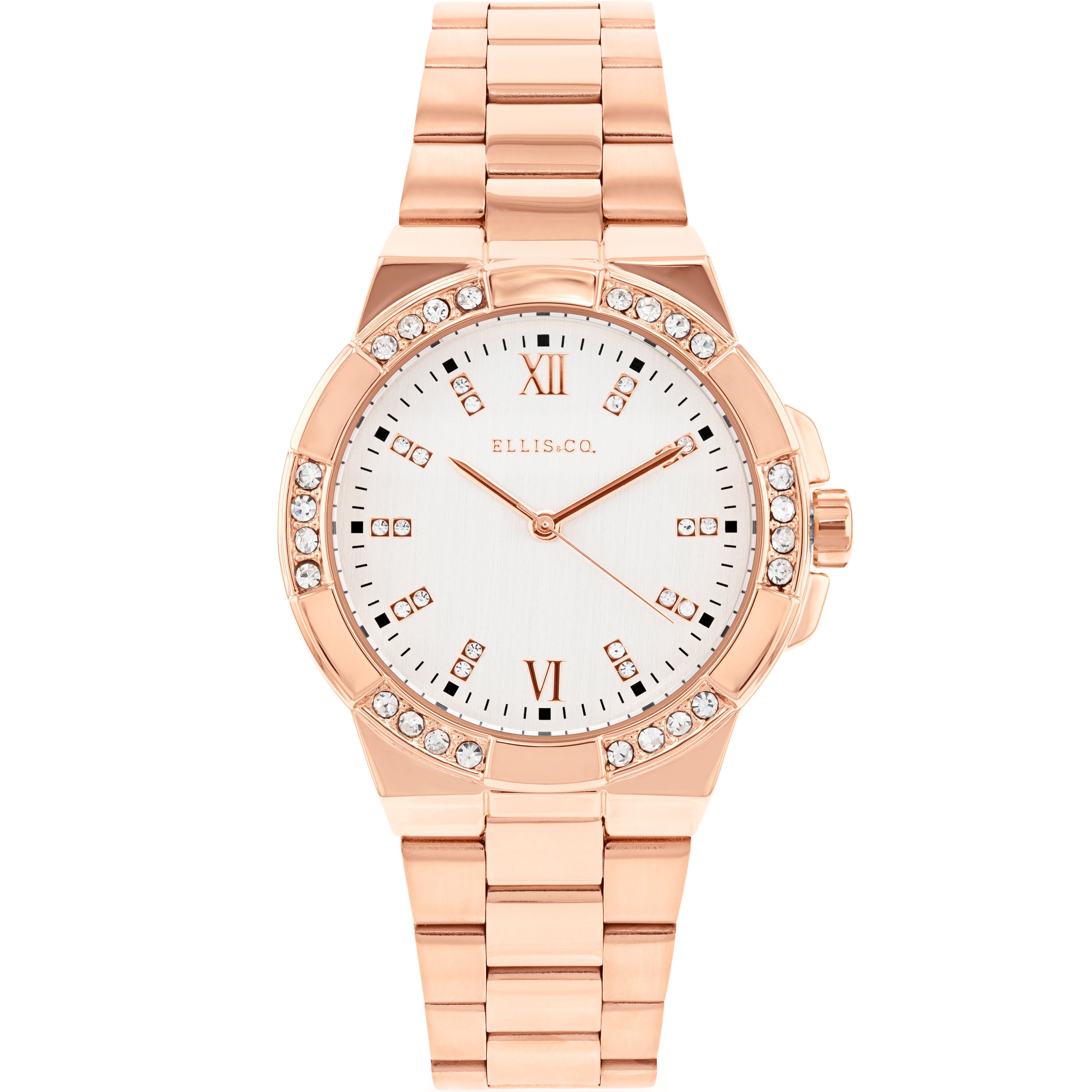Ellis & Co's Stunning 'Alyse' Rose Gold Plated Crystal Watch