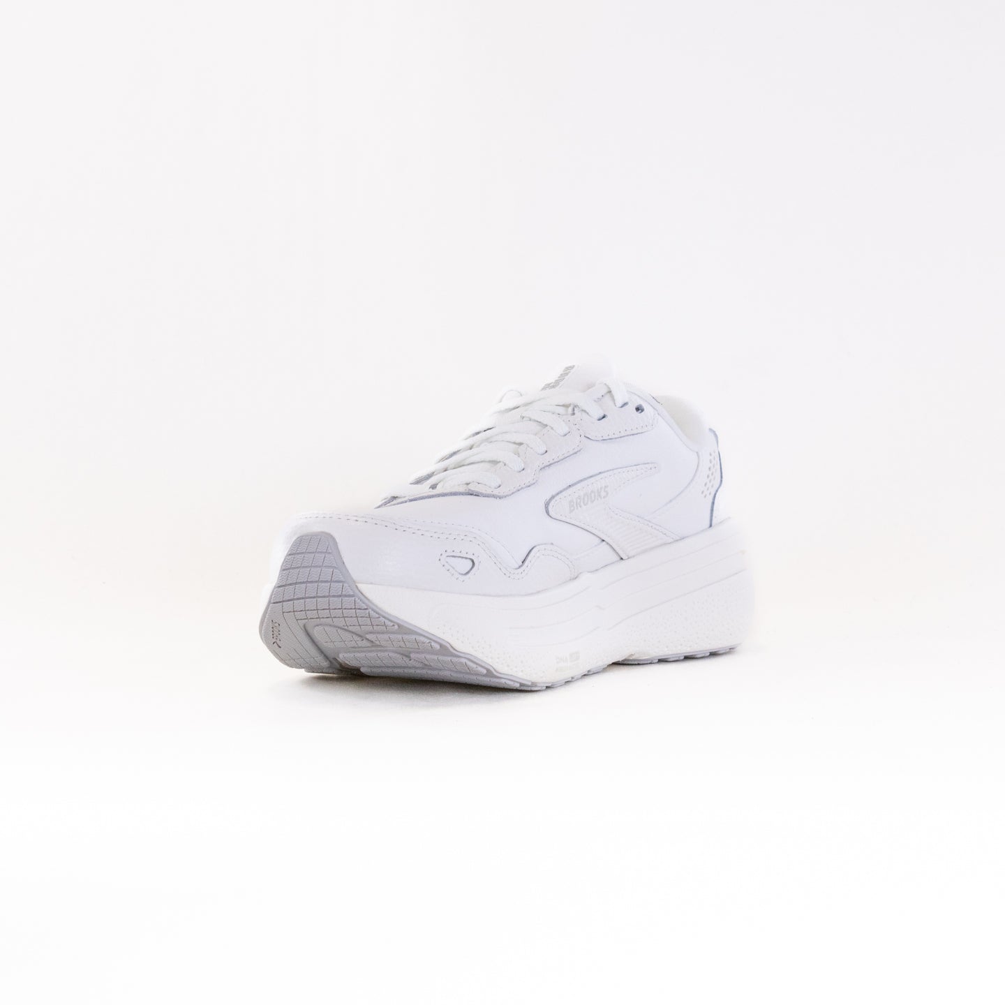 Men's Brooks Ghost Max Leather Running Shoes - White/White Colorway