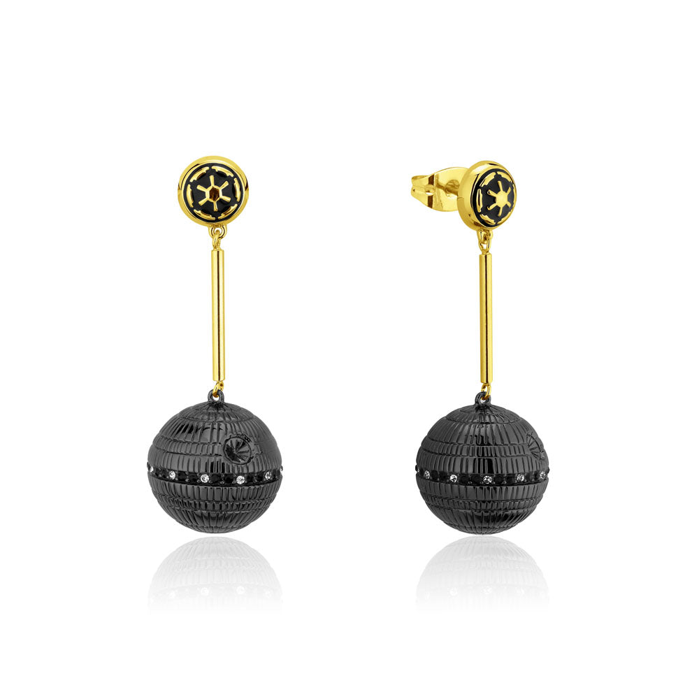 Disney Star Wars 60mm Gold Plated Death Star Drop Earrings for Fans