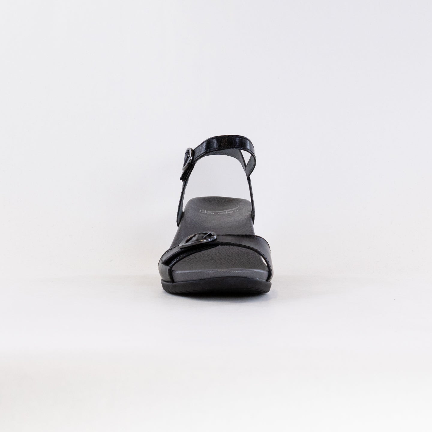 Dansko Women's Arielle - Stylish Black Glazed Kid Leather Wedges