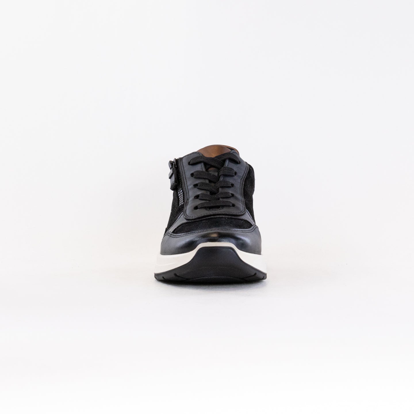 ARA Women's Garda Black Leather Wedge Shoes