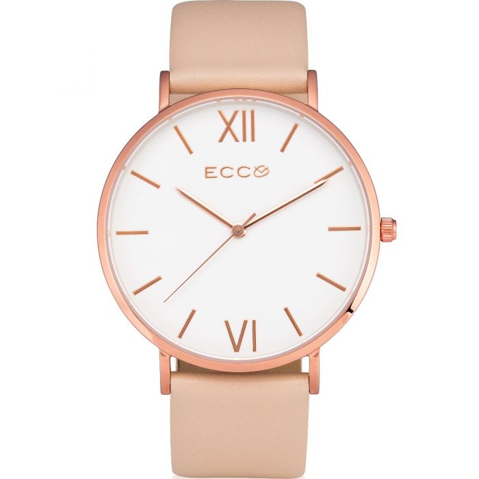 Stylish Ellis & Co Madison Rose Gold Accent Watch with Nude Leather Band