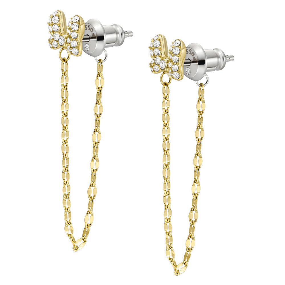 100th Disney Anniversary Gold Plated Minnie Mouse Stainless Steel Glass Crystal Earrings
