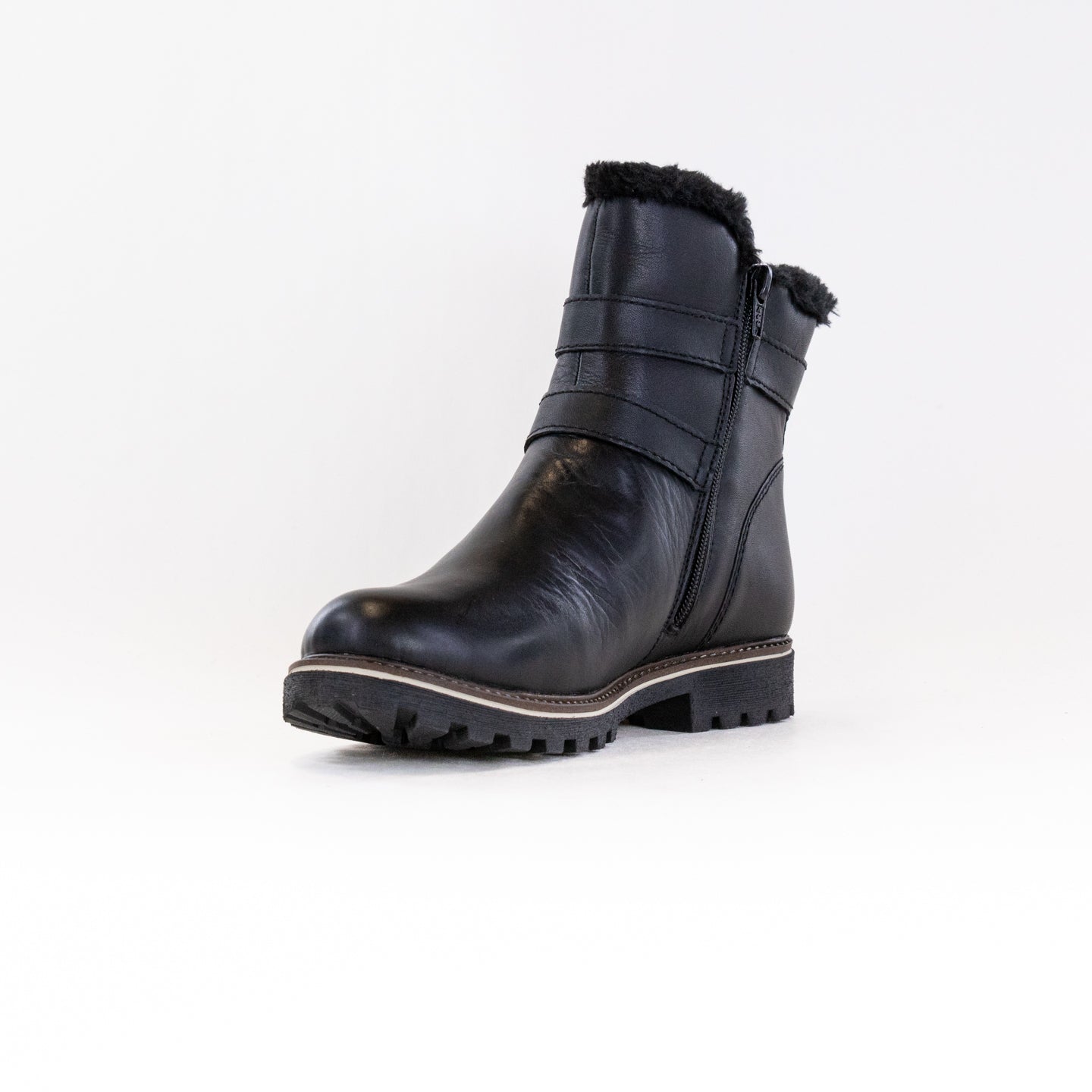 Samira Women's Black Leather Remonte Ankle Boots - D8484 Model