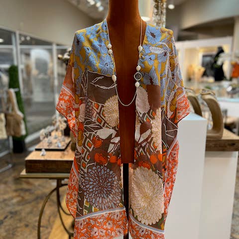 Montego View Polyester Kimono Ruana for Beach and Casual Wear