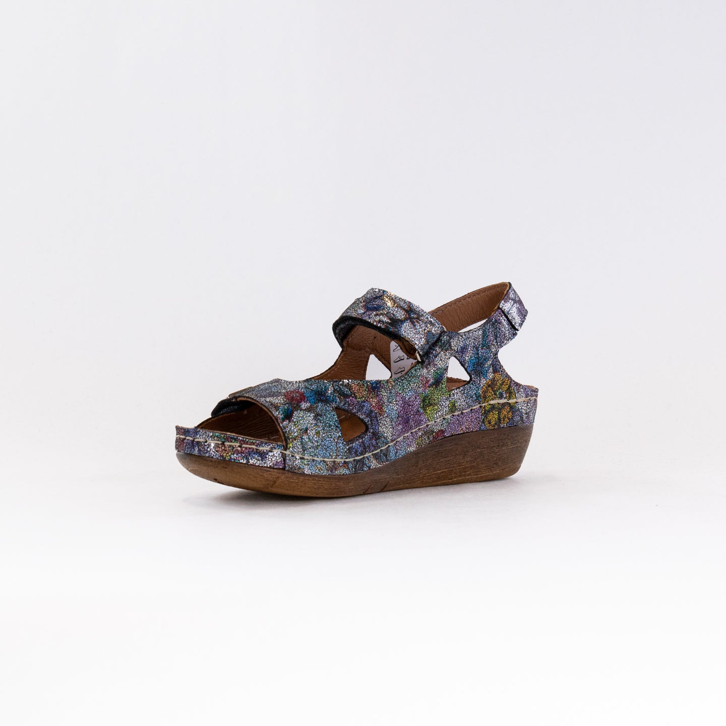 V Italia Women's 619-F94 Floral Multicolored Wedge Sandals