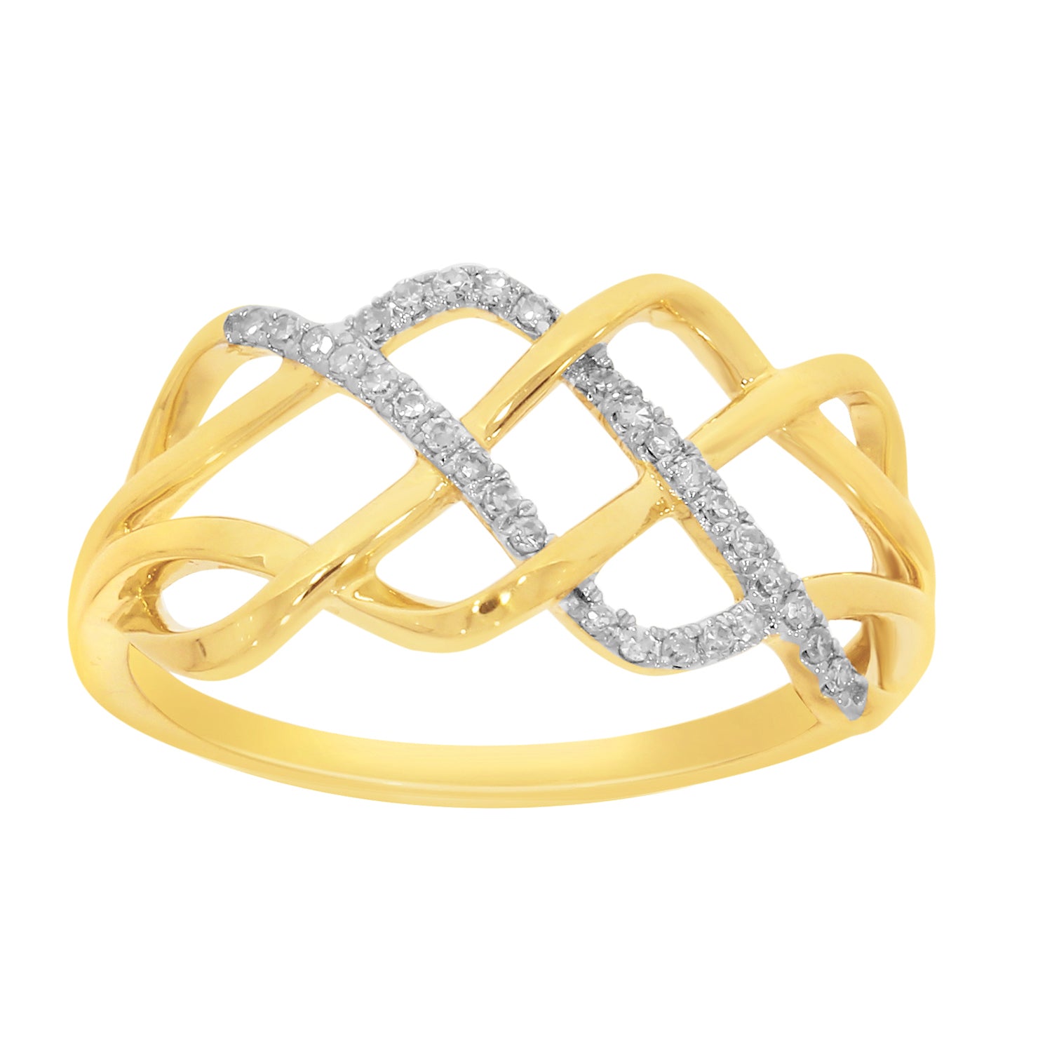 Stylish 9ct Yellow Gold Ring Embellished with 30 Sparkling Diamonds