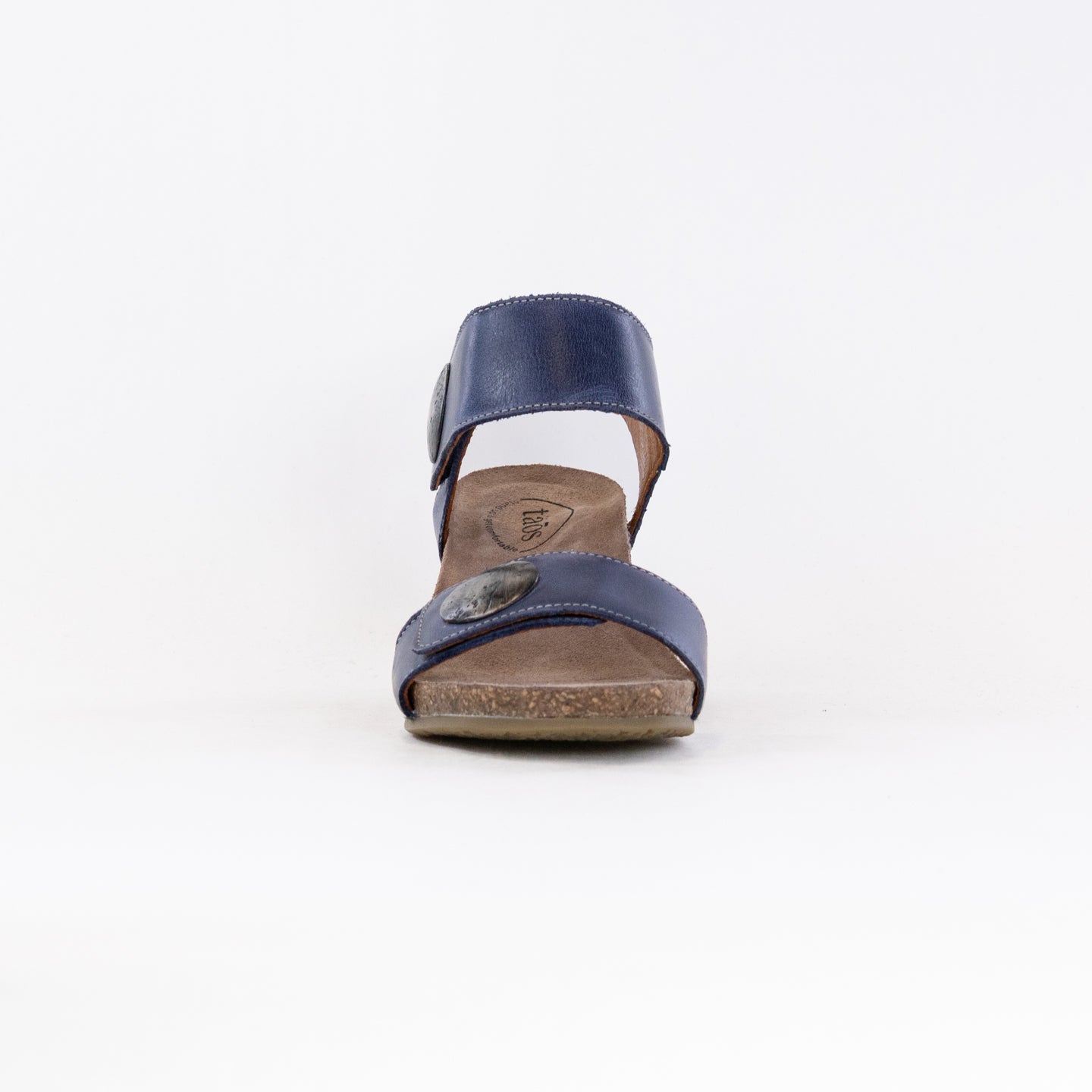 Women's Dark Blue Taos Carousel 3 Fine Italian Leather Wedge Sandals