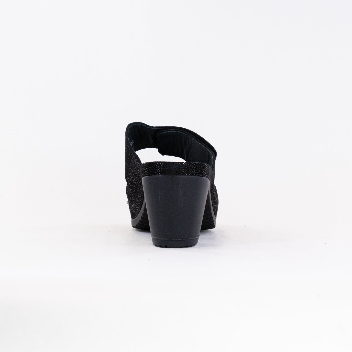 Women's Black Metallic Leather Vital Petra Mule Comfort Sandals