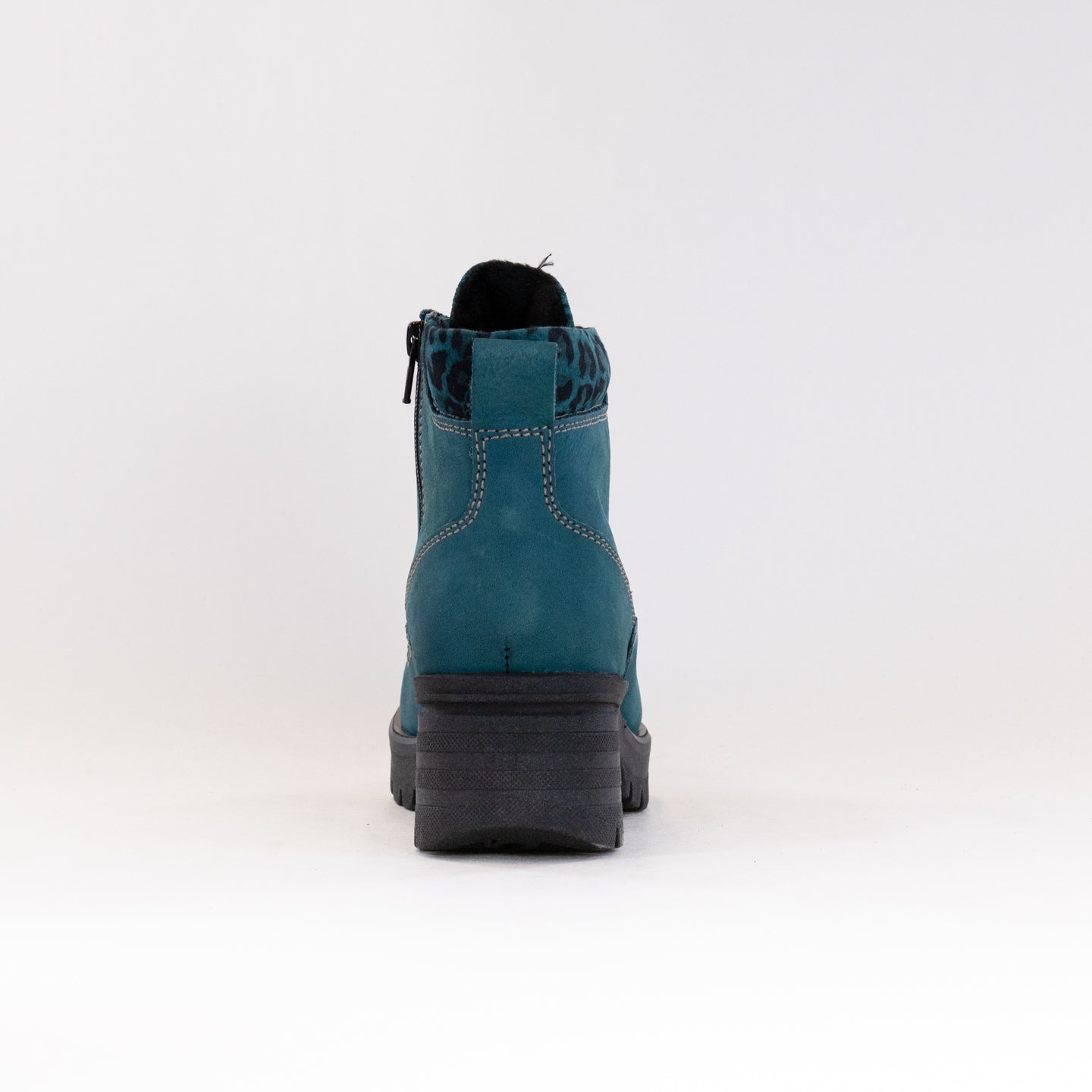Dromedaris Women's Teal and Leopard Print Short Lace - Up Ankle Boots