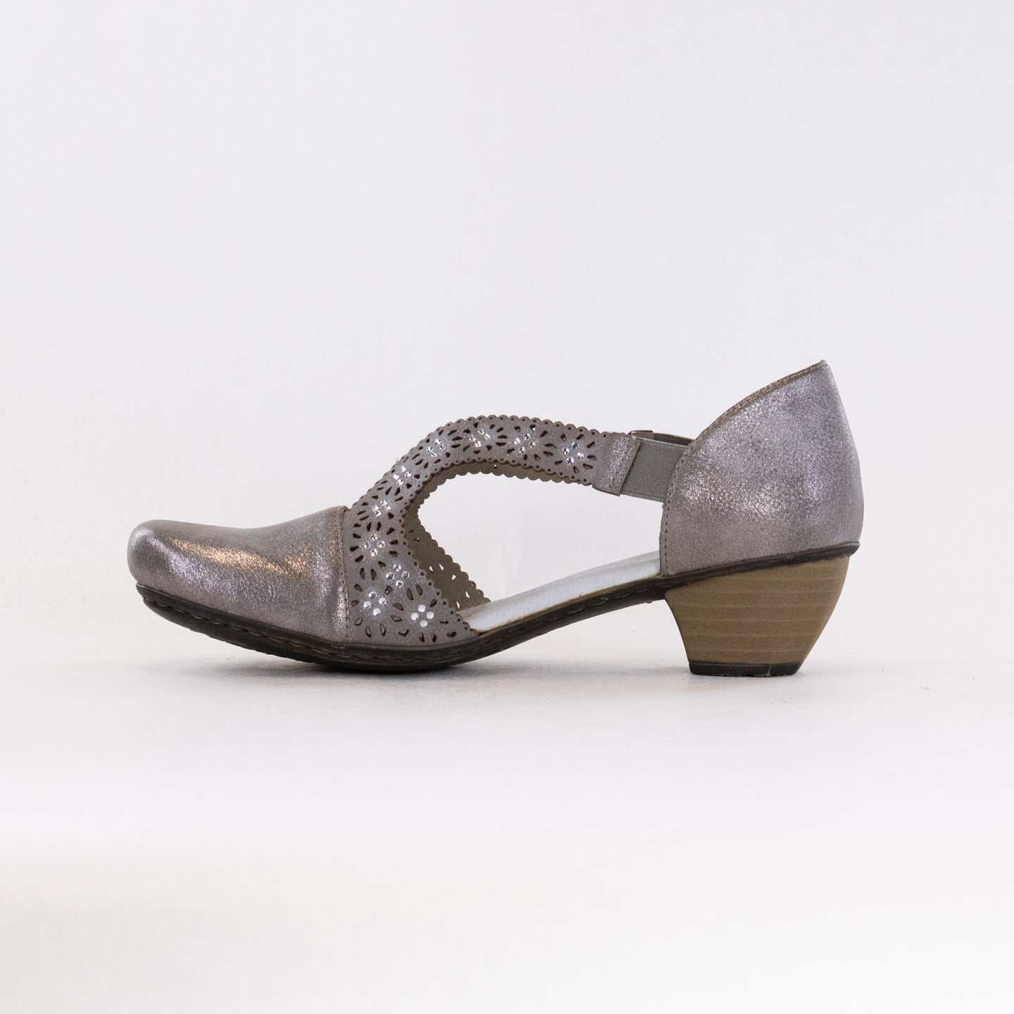 Stylish Women's Rieker Mariah 41750 Slip-On Shoes in Grey Metallic