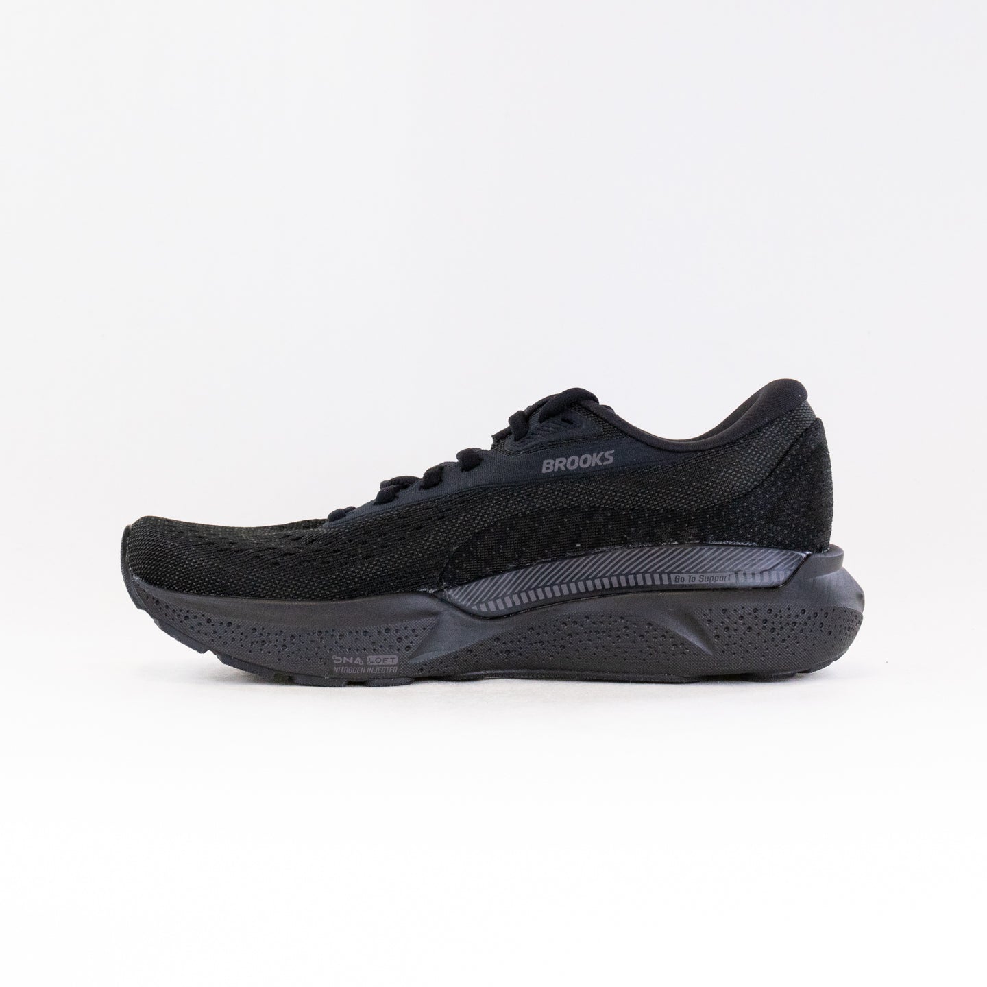 Women's Brooks Adrenaline GTS 24 Running Shoes in Classic Black/Black/Ebony Color Scheme