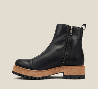 Women's European Style Smooth Leather Black Boots for Taos Downtown