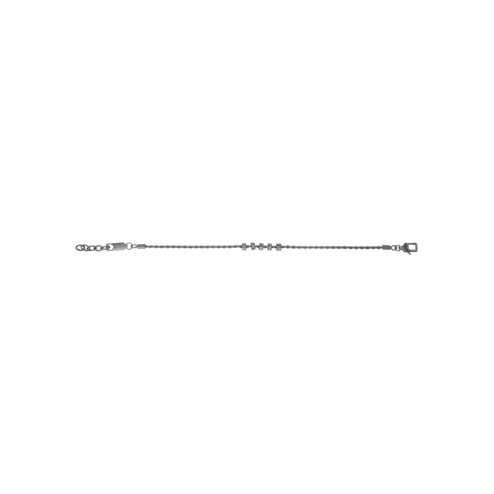 Emporio Armani Stylish Gunmetal and Stainless Steel Rondelle Beaded Bracelet