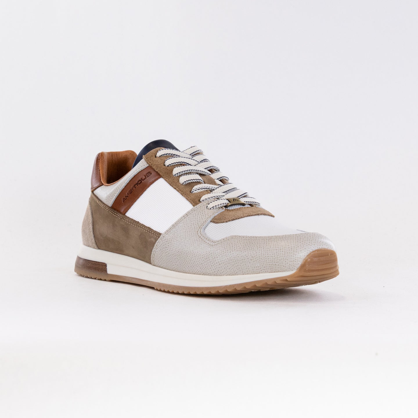 Men's Ambitious Slow - Style Leather/Textile Grey/Camel Sneakers