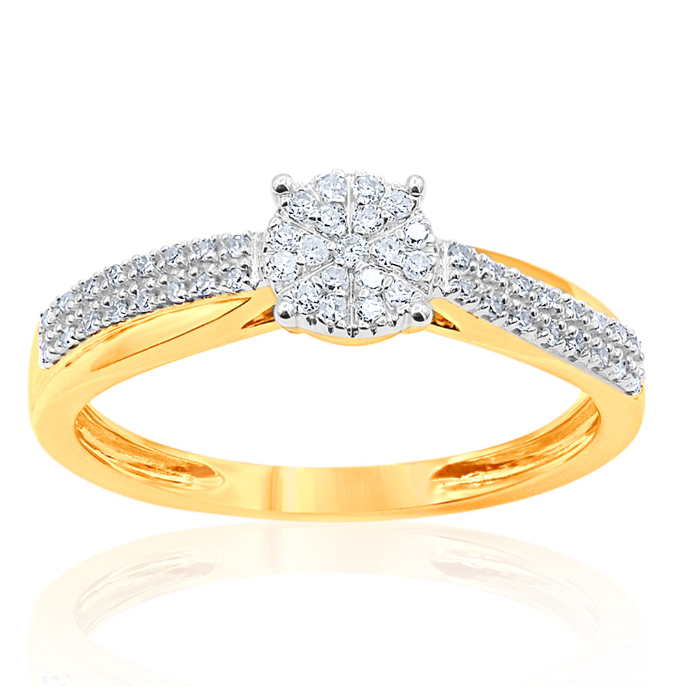 Stunning 9ct Yellow Gold Ring Adorned with 51 Sparkling Diamonds