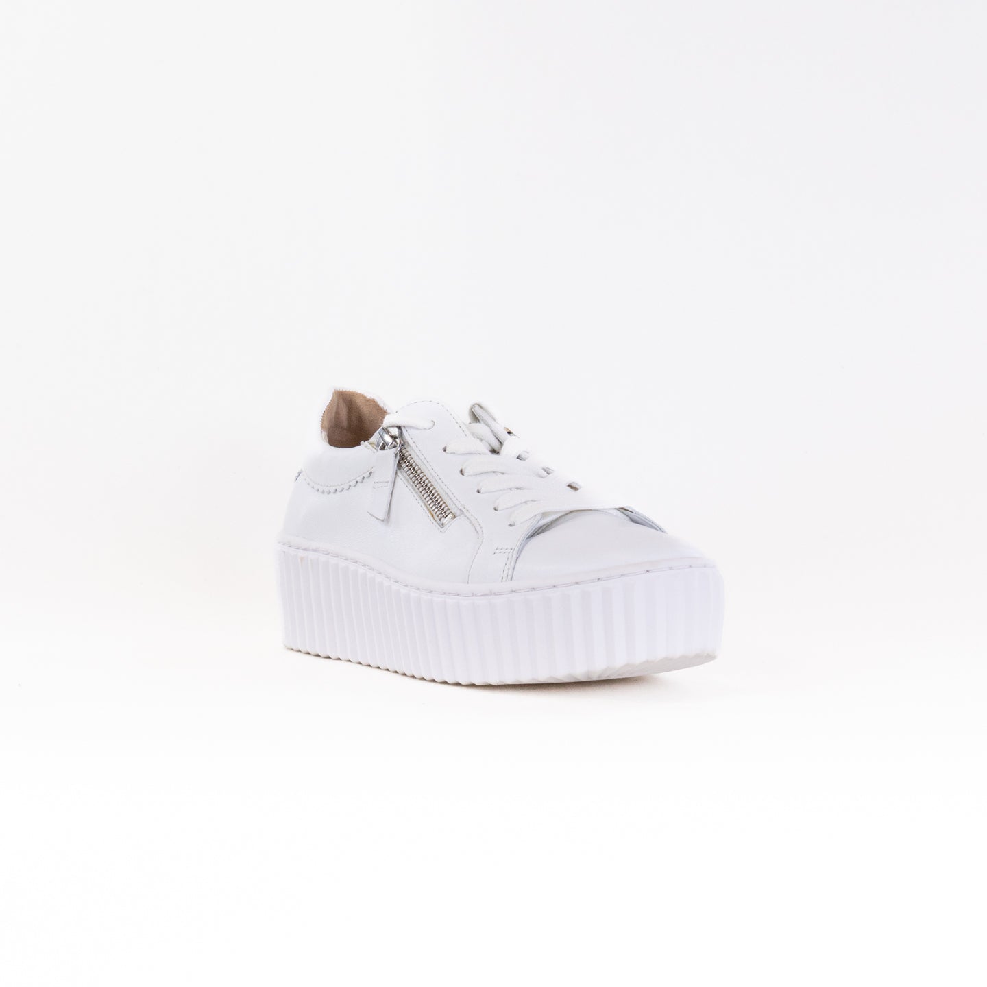 Gabor Women's ICE Double Zip Platform Sneakers - Soft Leather & Wide Fit