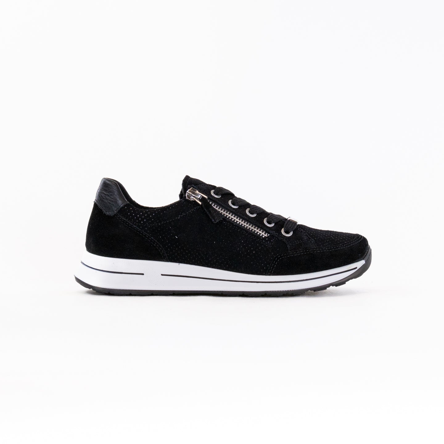 ARA Women's Oleanna Side Zip Lace Sneakers - Classic Black