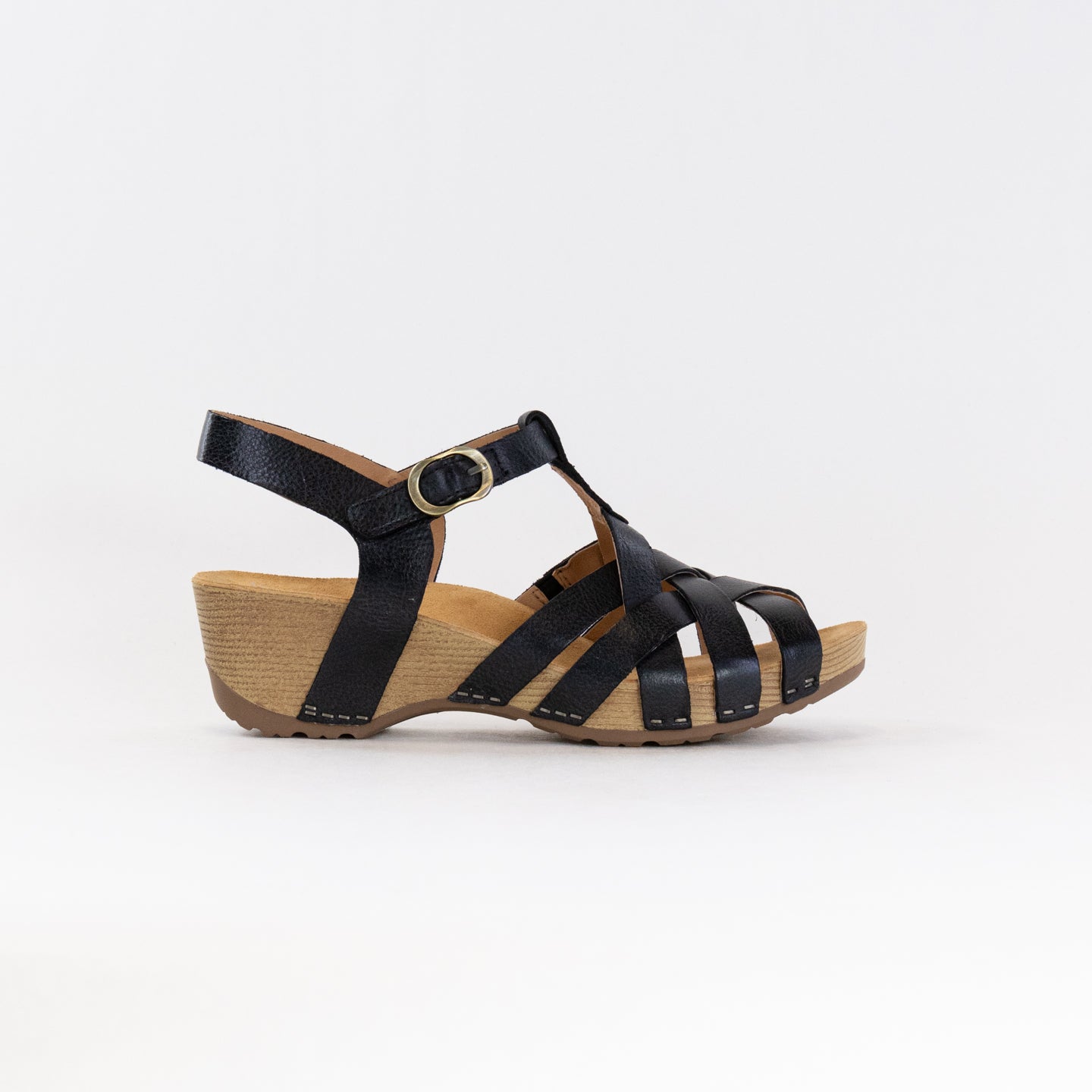 Dansko Women's Tinley Black Burnished Milled Leather Summer Sandals
