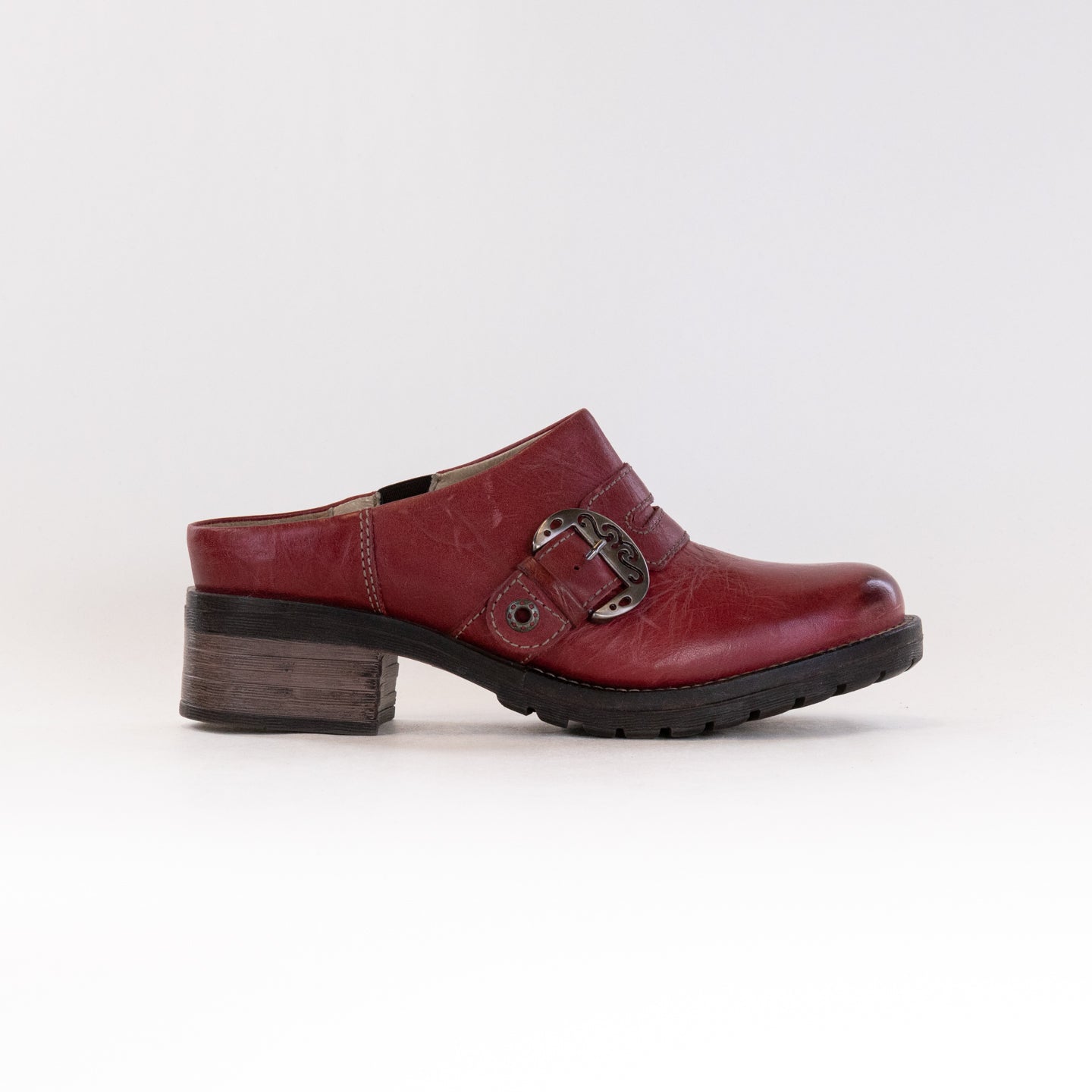 Stylish Red Leather Women's Dromedaris Karina Clogs