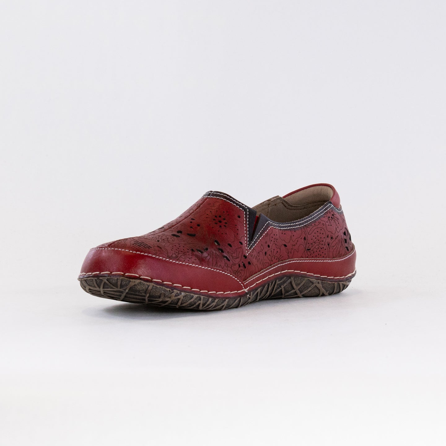 Spring Step L'Artiste Women's Libora Red Leather Loafers - Fashionable Hand - Painted Footwear