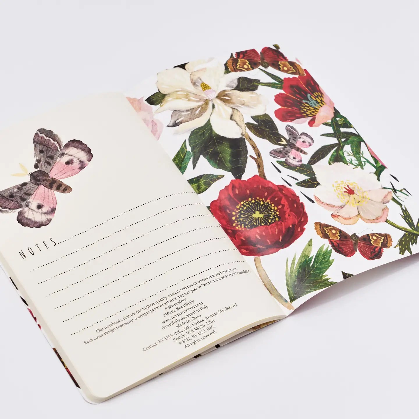 Bruno Visconti's BV Peonies Floral Notebook for Creative Jottings