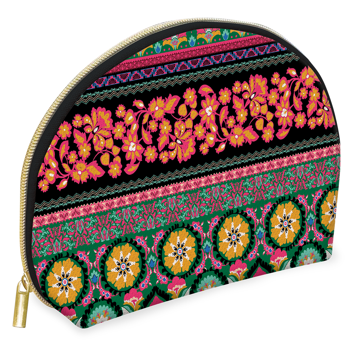 Extra Large Canvas Multi - Purpose Cosmetic and Toiletry Bag with Colorful Medallion Design