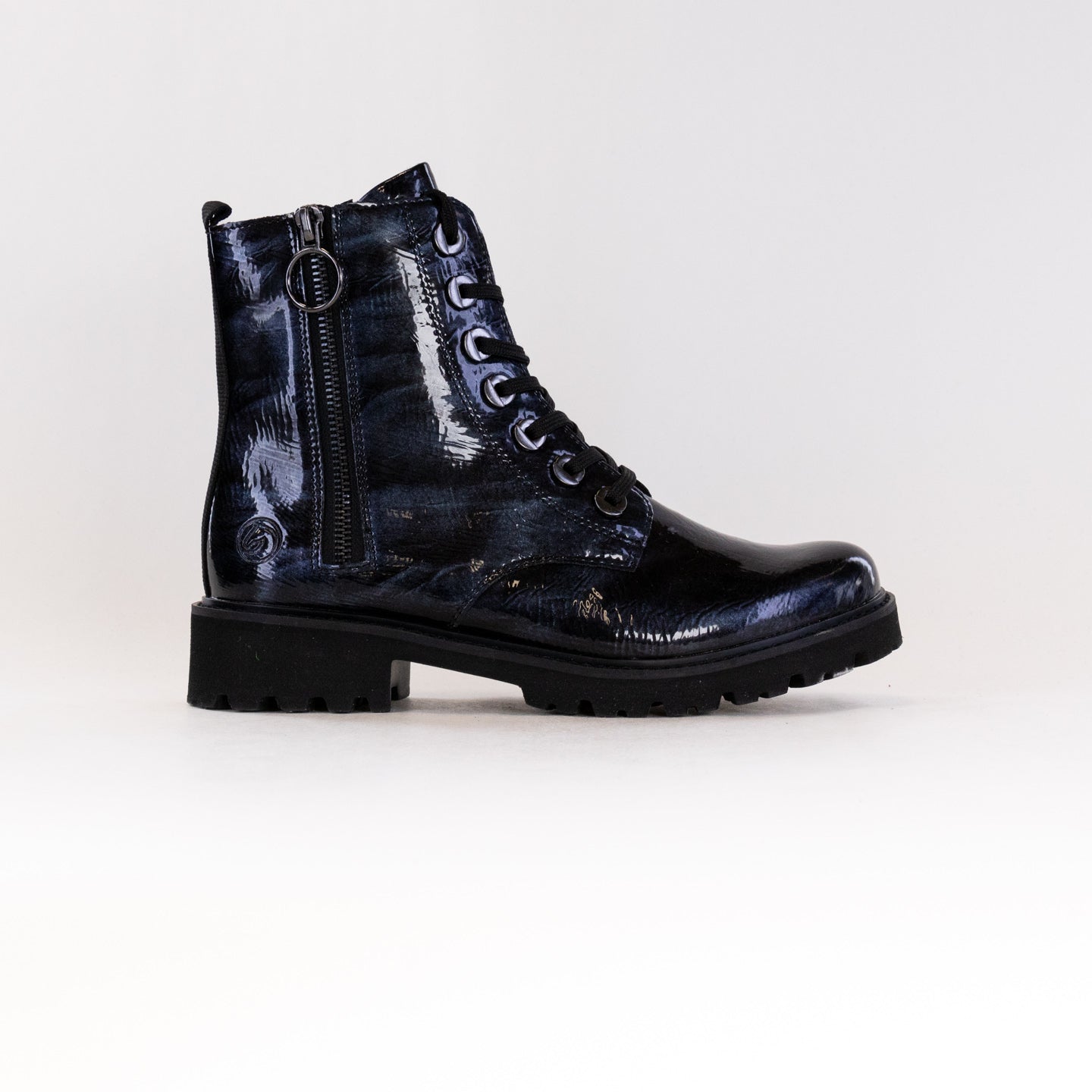 Blue Patent Women's Chunky-Heeled Remonte Marusha Boots