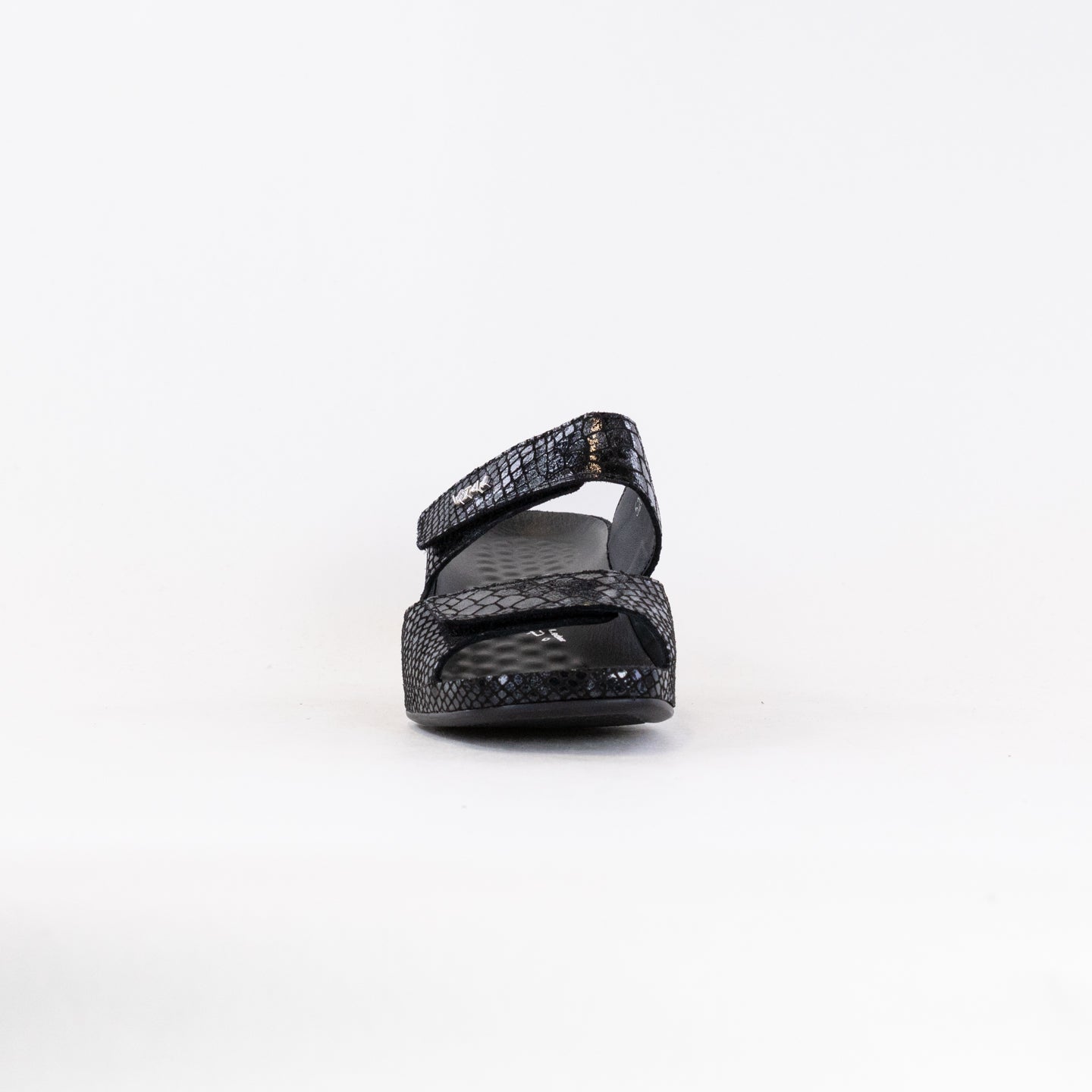 Women's Stylish Vital Joy Mule Sandals in Black Snake-Print Leather
