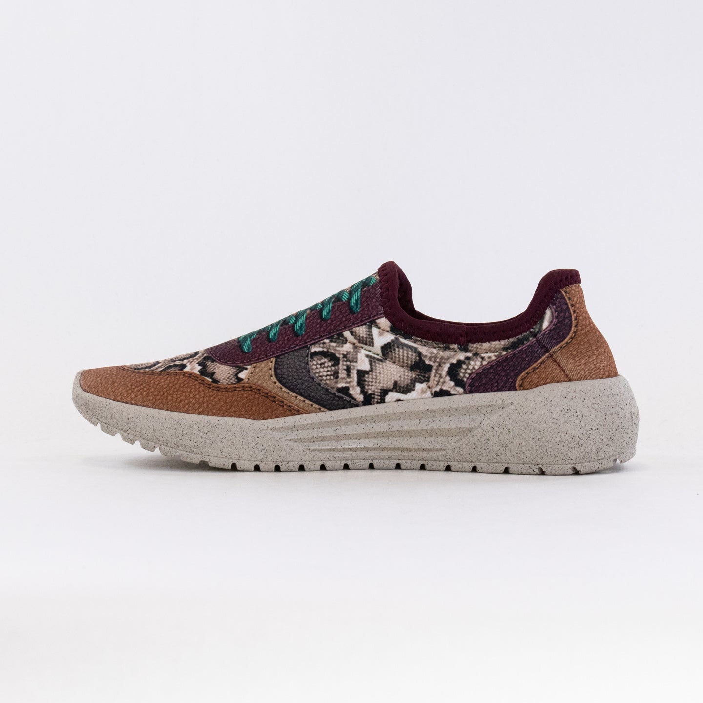 Women's Pseudo Court Sneakers - Natural Snake Design