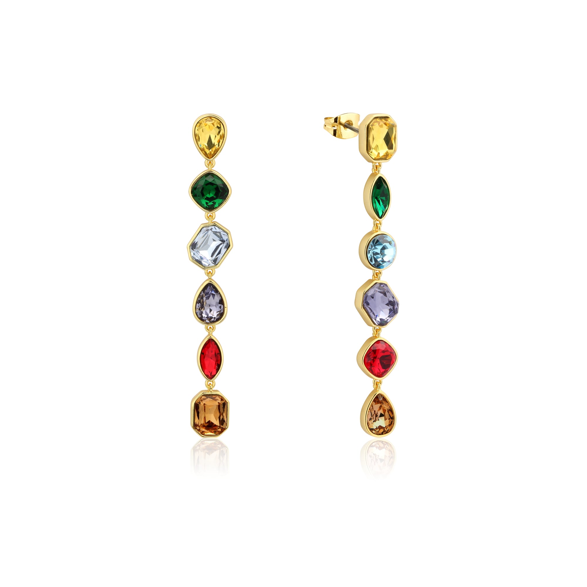 Disney 14ct Gold Plated Stainless Steel Earrings with 80mm Drop and Infinity Stone Design