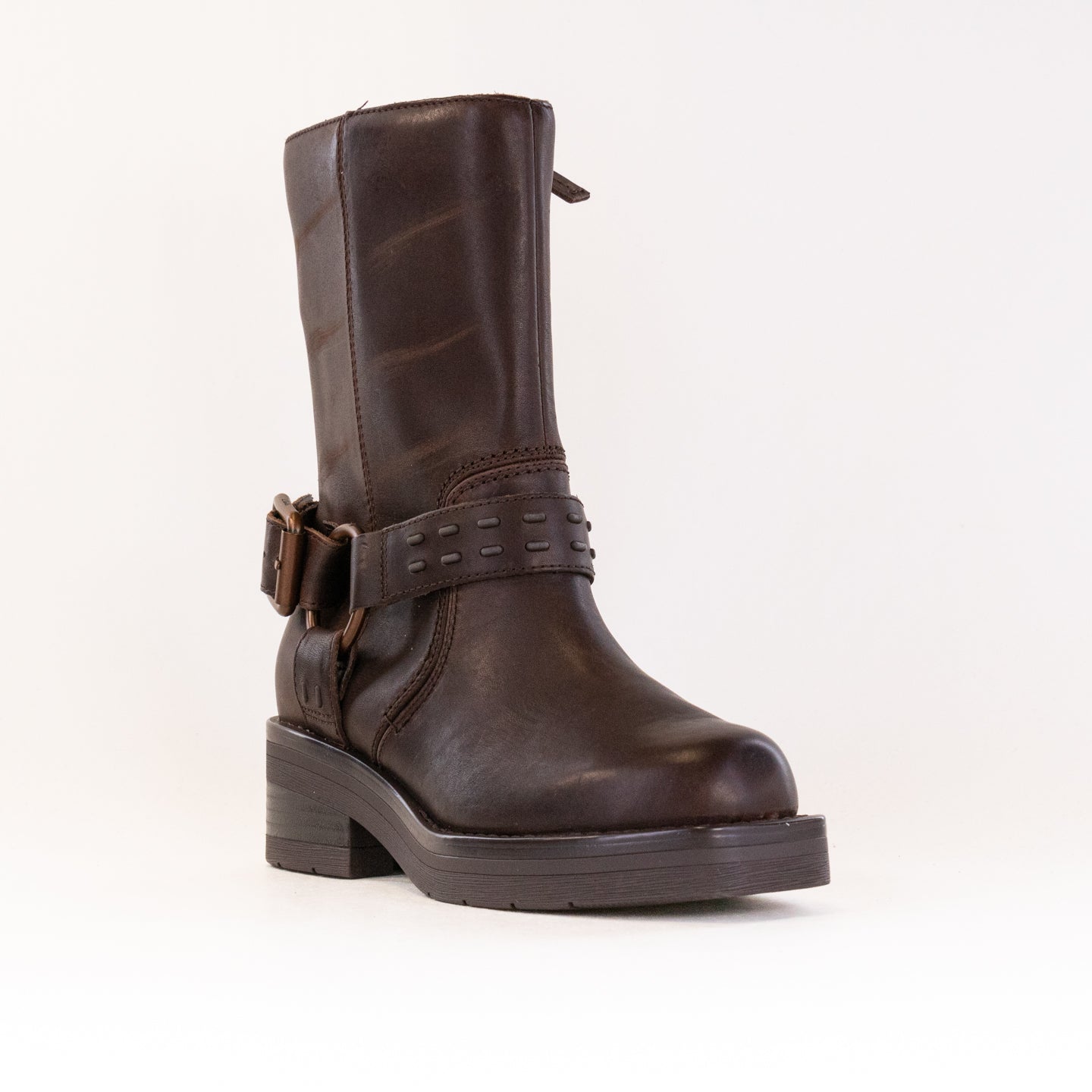 Clarks Women's Stylish Rebelle Up Walnut Leather Biker Boots