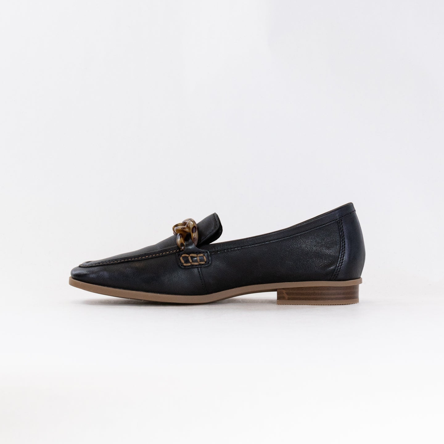 Women's Clarks Sarafyna Iris Black Leather Loafers with Tortoise Bit