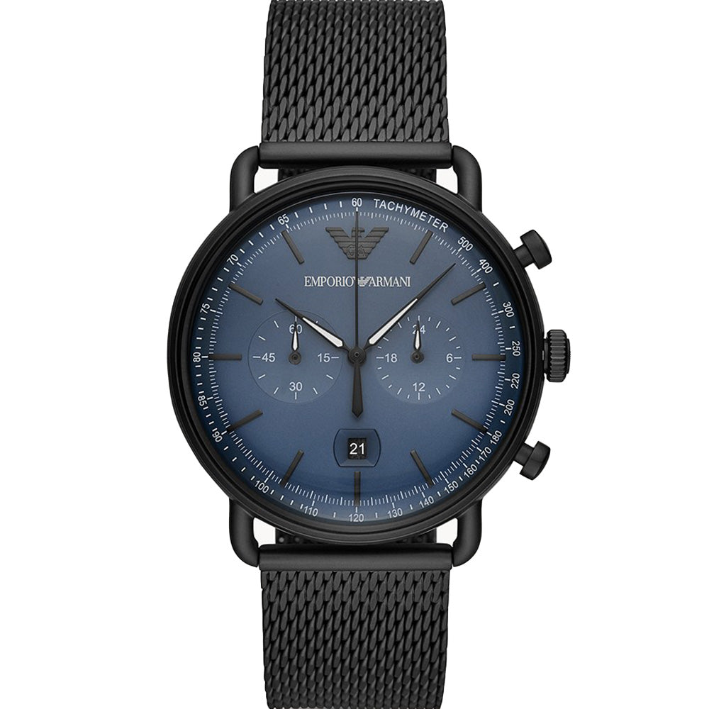 Emporio Armani Men's Stealthy Black Aviator AR11201 Chronograph Watch